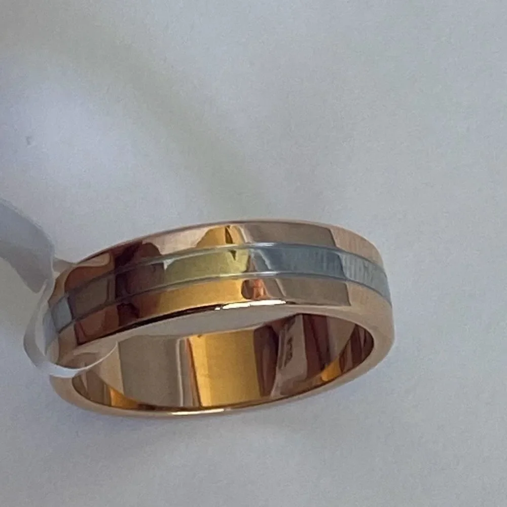 Men’s Stainless Steel Ring Size 10 Two Tone Rose Gold & Silver Band